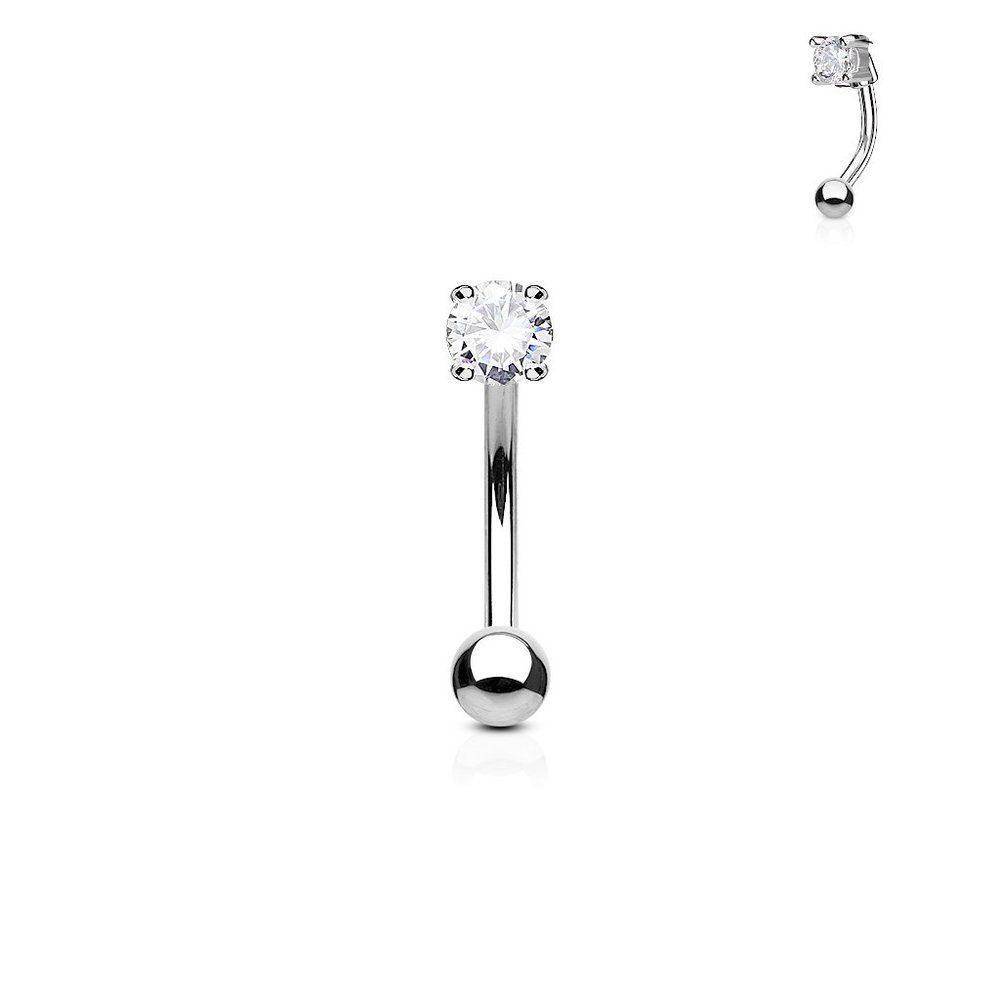 3mm Cz Prong Set 316l Surgical Steel Eyebrow Rings Curved Barbells